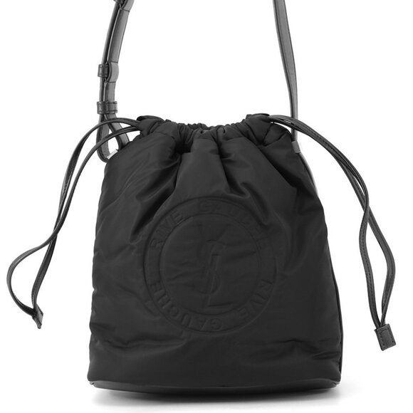 SAINT LAURENT PARIS Rive Gauche bucket bag Nylon/Leather Black 710261 - Picture 1 of 15